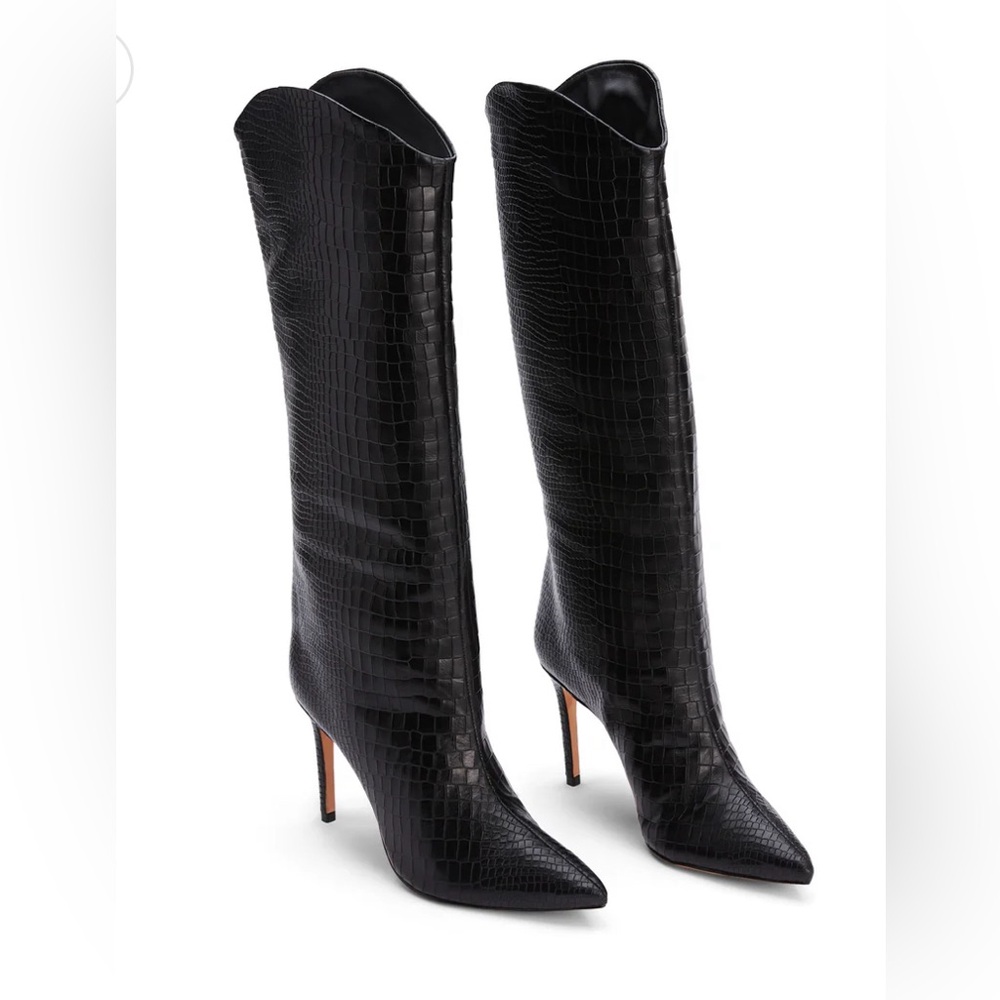 BRAND NEW SCHUTZ Maryana croc-embossed leather boots - with box and slip bag